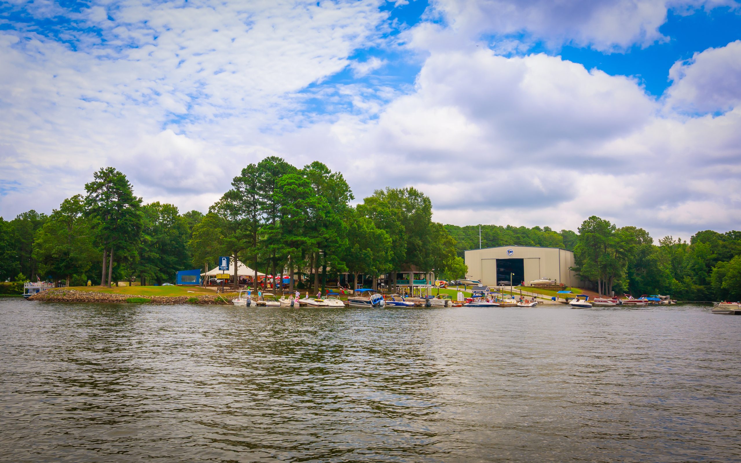 boats dock at lake marina