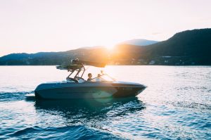 water ski boat on lake Gaston